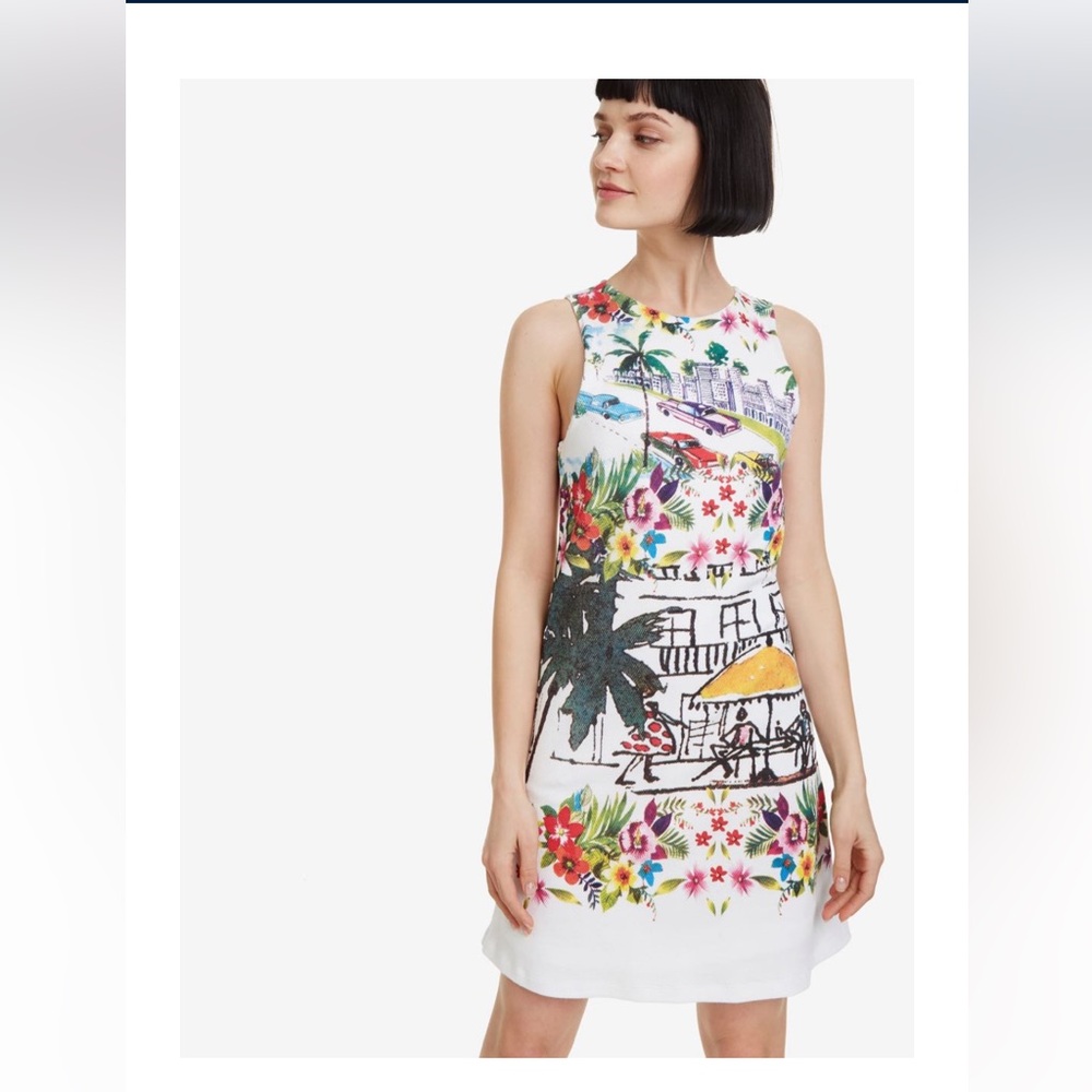 Desigual Floral Cityscape Sleeveless Dress